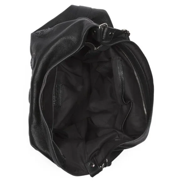 IO PELLE Made In Italy Black Skull Embossed Leather Hobo Shoulder Bag - Picture 4 of 6